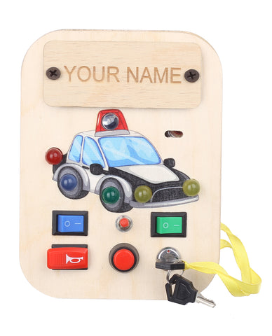 Personalised Bakiau Busy Board Mini Police Cruiser